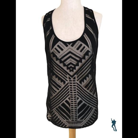 Tribal print sheer tank top, black.             ⭐️⭐️⭐️Host pick⭐️⭐️⭐️ - Picture 1 of 4